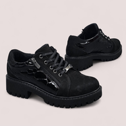 Черни дамски обувки от естествена кожа с ортопедична олекотена подметка и страничен цип – стил и комфорт всеки ден