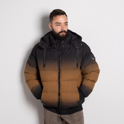 Мъжко ватирано яке в кафяв цвят с ефектни преливащи черни оттенъци – модерна визия и топлина за студените дни