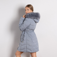 Cиньо дамско ватирано яке със сваляща качулка – стил и топлина за зимата