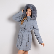 Cиньо дамско ватирано яке със сваляща качулка – стил и топлина за зимата