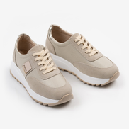 Бежови модерни дамски кожени маратонки с връзки – удобство и стил за всеки ден