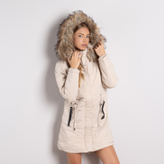 Бежово дамско ватирано яке със сваляща качулка и удобен двоен цип