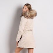 Бежово дамско ватирано яке със сваляща качулка и удобен двоен цип