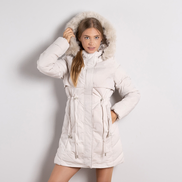 Бежово дамско ватирано яке със сваляща качулка – стил и топлина за зимата