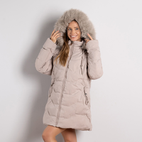 Бежово дамско яке големи размери с качулка и джобове