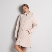Бежово дамско яке с махаща се качулка и разширители – размери XL–5XL