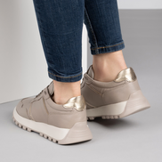 Бежово-сиви дамски спортни обувки от естествена кожа с ортопедично ходило