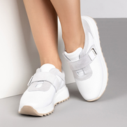 Бели дамски кожени маратонки с велкро – удобство и стил за всеки ден