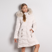 Ватирано дамско яке мръсно бяло с оформяща кройка