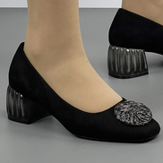 Велурени дамски обувки на ток GZ461 black