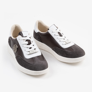 Дамски кафяви кецове от естествена кожа с велурени акценти и олекотена подметка