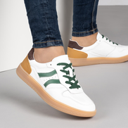 Дамски кецове от естествена кожа – бял цвят с модерни цветни елементи