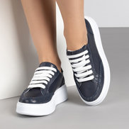 Дамски кецове от естествена кожа – тъмносини