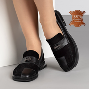 Дамски мокасини от естествена велур – черни