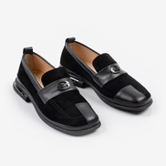 Дамски мокасини от естествена велур – черни