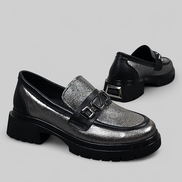 Дамски обувки в сребрист цвят с олекотена и ортопедична подметка