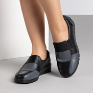 Дамски обувки в черно и сиво – ниска, лека подметка