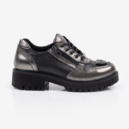 Дамски обувки от естествена кожа в графитено черно – модерни и удобни