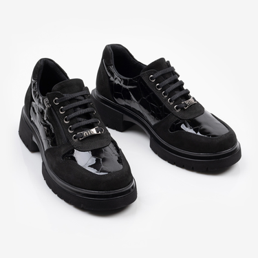 Дамски обувки от естествена кожа с ортопедична олекотена подметка и страничен цип