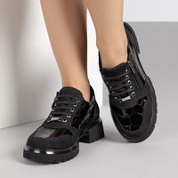 Дамски обувки от естествена кожа с ортопедична олекотена подметка и страничен цип