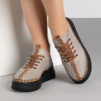 Дамски сиви кецове от естествена кожа с перфорация