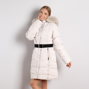 Дамско зимно яке в бежово с колан – елегантно и практично