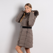 Дамско зимно яке в кафяво с колан – елегантно и практично