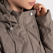 Дамско кафяво яке – водоустойчиво, ветрозащитно, със сваляща се качулка