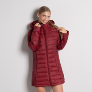 Дамско тънко яке с качулка в цвят бордо – големи размери 2XL–6XL