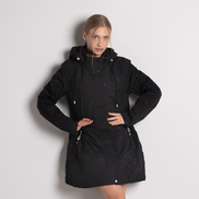 Дамско черно яке – водоустойчиво, ветрозащитно, със сваляща се качулка