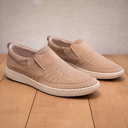 Ежедневни бежови мъжки мокасини от естествена кожа