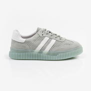 Зелени дамски кецове от естествена кожа с декоративна перфорация и удобна подметка