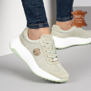 Зелени дамски маратонки от естествена кожа – комфорт през целия ден