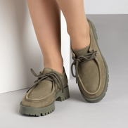 Зелени дамски обувки от естествена кожа – ежедневен модел