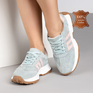 Зелени дамски спортни обувки от естествена кожа – ежедневен комфорт