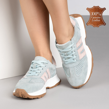 Зелени дамски спортни обувки от естествена кожа – ежедневен комфорт