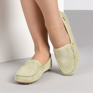 Зелени удобни дамски мокасини със стелка от естествена кожа