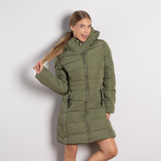 Зелено дамско яке с модерен цип на качулката