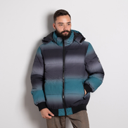 Зелено мъжко ватирано яке със сиво-черни детайли