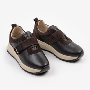 Кафяви дамски кожени маратонки с велкро – удобство и стил за всеки ден