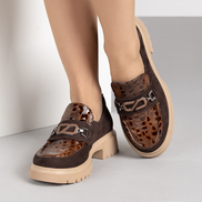 Кафяви дамски обувки от естествена кожа с олекотена и ортопедична подметка