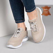 Кафяви дамски обувки от естествена кожа с ортопедична подметка