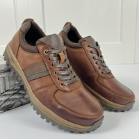 Кафяви мъжки обувки с връзки от естествена кожа K327-2