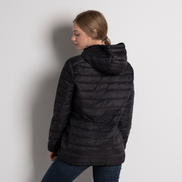 Леко дамско яке в черно с махаща се качулка– големи размери 2XL–6XL