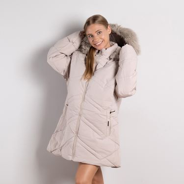 Модерно дамско яке 3XL–7XL – бежаво ватирано, топло и удобно