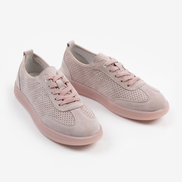 Розови дамски обувки от естествена кожа с перфорация – меки и удобни