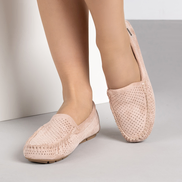 Розови удобни дамски мокасини със стелка от естествена кожа