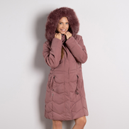 Розово дамско ватирано яке с оформяща кройка