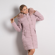 Розово дамско ватирано яке със странични ципове