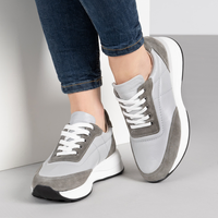 Сиви дамски маратонки от естествена кожа с олекотена комфортна подметка и стилна визия